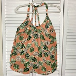 Paper Crane Palm Leaf Tropical Print Tank Top Size S